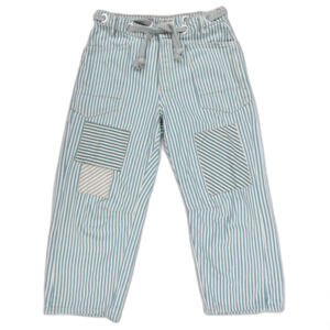 NWT Free People Moxie Railroad Low-Slung Barrel Jeans Green Stripe Beachy Boho